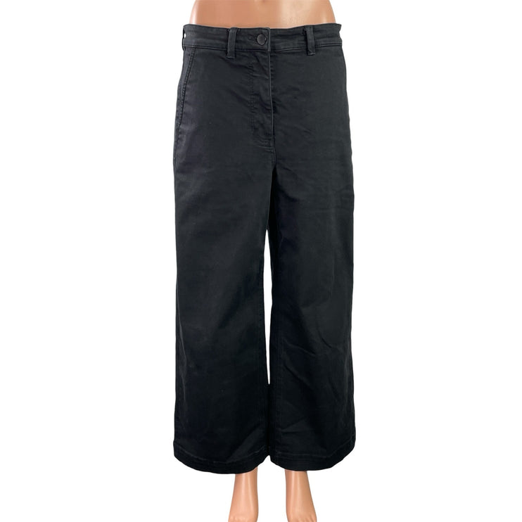 Everlane Women's Black High Waisted Cropped Wide Leg Baggy Denim Jeans Size 8