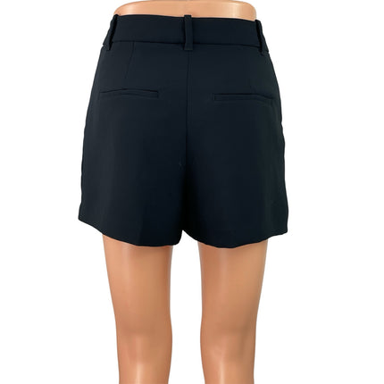 Aritzia Wilfred Women's Black High Waisted Pleated Straight Mini Shorts Size 4