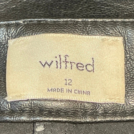 Aritzia Wilfred The Melina Women Black Faux Leather Vegan Trousers Pants Size 12