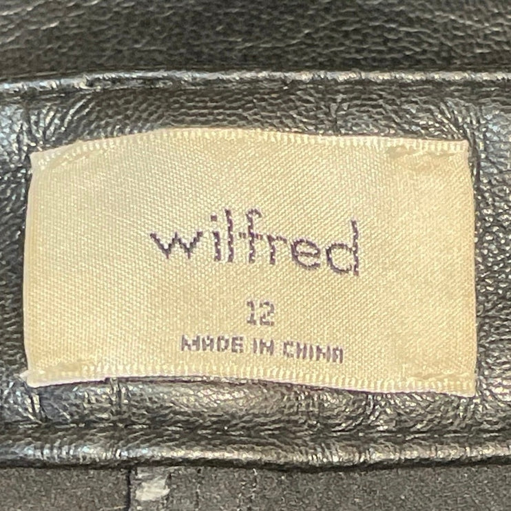 Aritzia Wilfred The Melina Women Black Faux Leather Vegan Trousers Pants Size 12