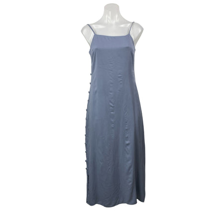 NEW Girl and The Sun Blue Sleeveless Side Button Cami Camisole Midi Dress Sz XS