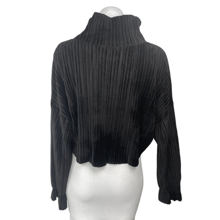 Ontwelfth Women's Black Pleated Knit Long Sleeve Turtleneck Sweater Top Size S