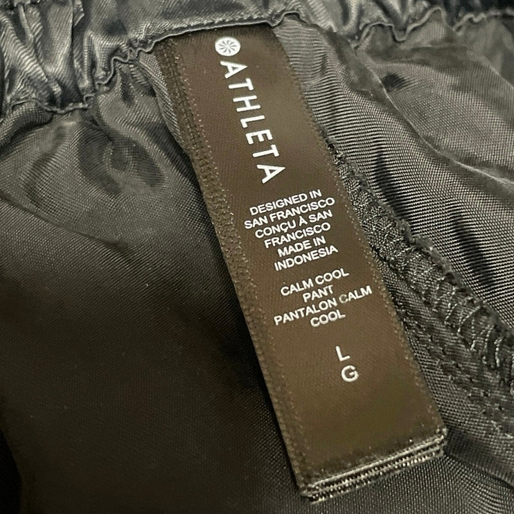Athleta Calm Cool Women's Black High Rise Baggy Wide Leg Trousers Pants Size L