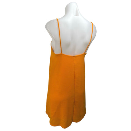 Zara Women's Orange Sleeveless Cami Camisole Square Neck Mini A-Line Dress Sz S