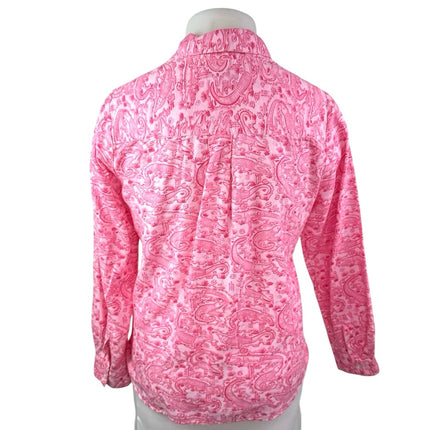 Charter Club Pink Linen Alligator Print Long Sleeve Button Up Shirt Blouse Top L