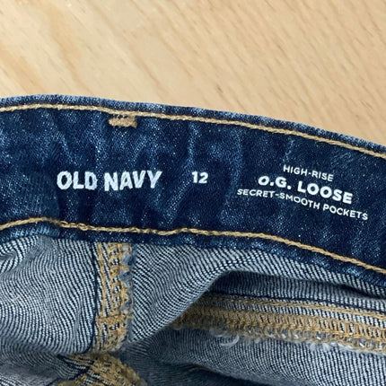 Old Navy Women Blue High Rise Baggy Barrel Palazzo Wide Leg Denim Jeans Pants 12