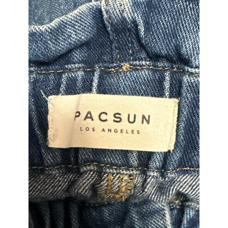 Pacsun Women's Blue High Waisted Elasitc Paperbag Mom Denim Jean Shorts Size 26