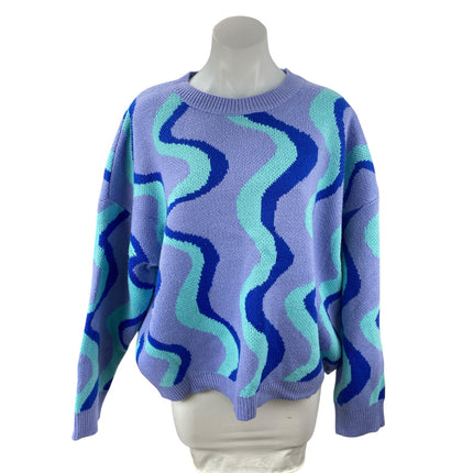 Altar'd State Geo Wavy Knit Womens Abstract Long Sleeve Sweatshirt Sweater Top M