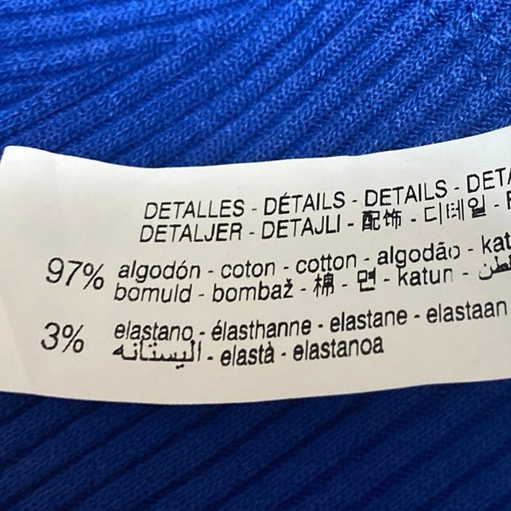 NEW Zara Women's Blue Rib Knit Sleeveless Cutout Mini Bodycon Tank Dress Size S