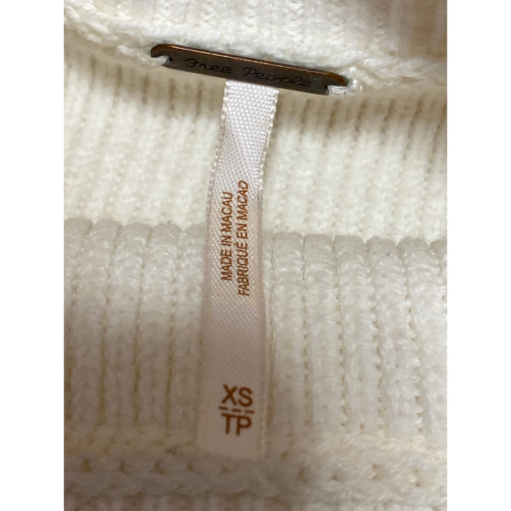 Free People Easy Street White Mock Neck Long Sleeve Crop Pullover Sweater Top XS