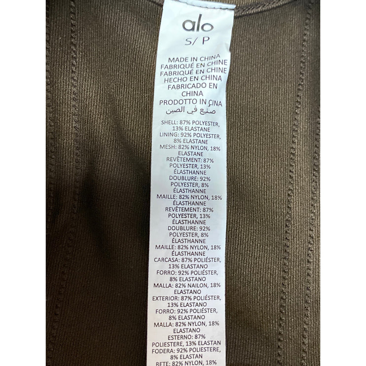 Alo Yoga Olive Green Sleeveless Scoop Neck Mesh Corset Athletic Crop Top Sz S