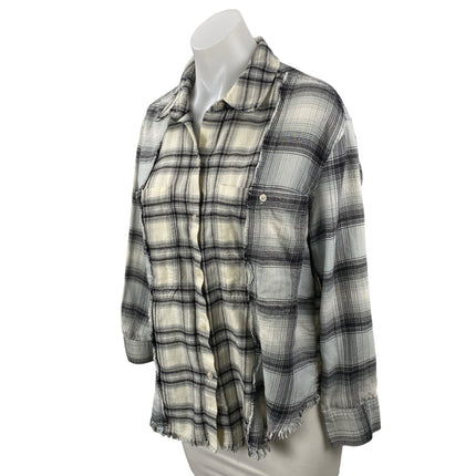 Rails Ronin Mixed Plaid Flannel Collared Long Sleeve Button Down Shirt Top Sz M