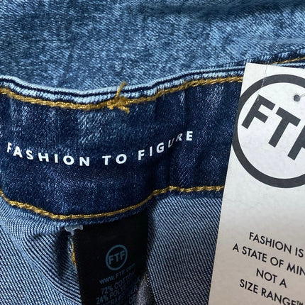 NEW Fashion to Figure Womens Blue High Waisted Straight Leg cargo Denim Jeans 18