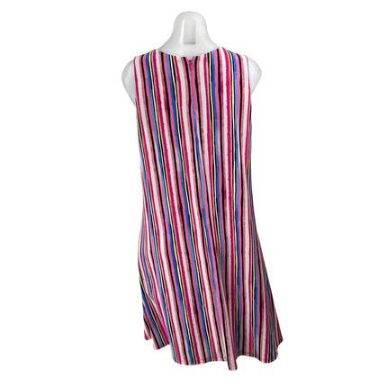 Nine West Multicolor Pink Sleeveless Striped Round Neck Mini A Line Dress Sz 12