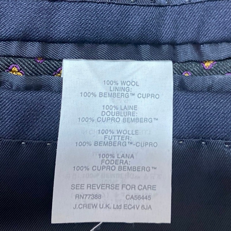 J.Crew Ludlow 100% Wool Mens Blue Long Sleeve Button Blazer Coat Suit Jacket 42R