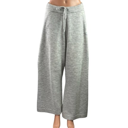 Oner Women's Gray Knit High Waisted Wide Leg Baggy Palazzo Sweat Pants Size M