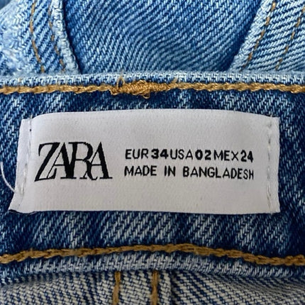 Zara Women's Blue Distressed Cut-Off High Waisted Denim Jean Shorts Size 2