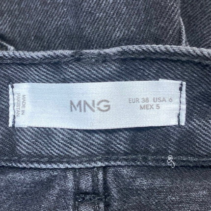 Mango MNG Women's Black Straight Wide Leg High Waist Denim Jeans Pants Size 6