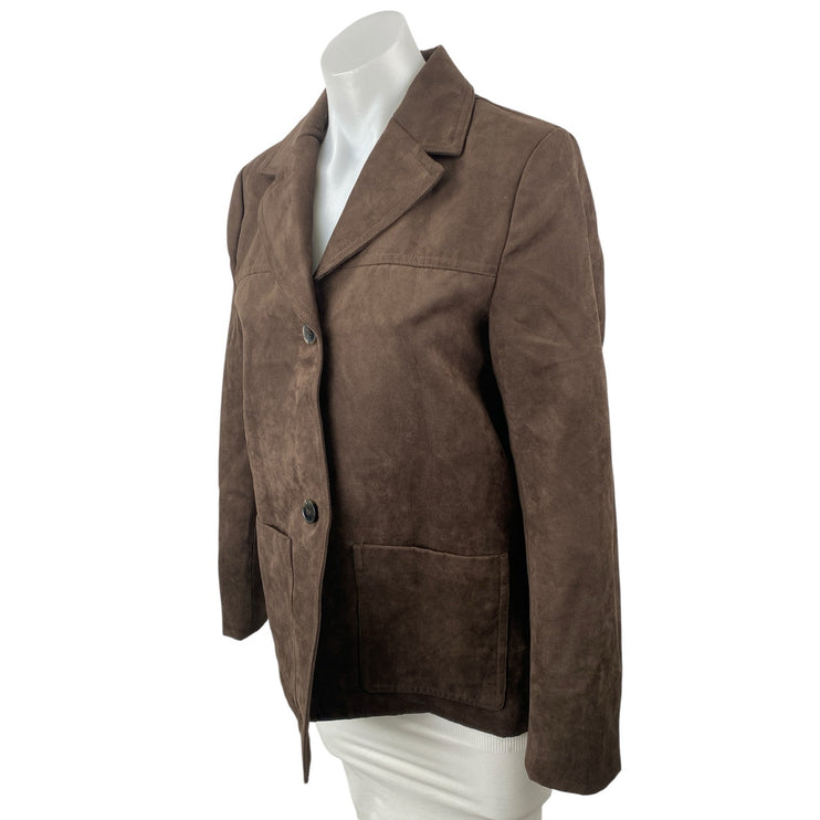 H&M Women's Brown Long Sleeve Button Up Notch Lapel Blazer Coat Jacket Size XS