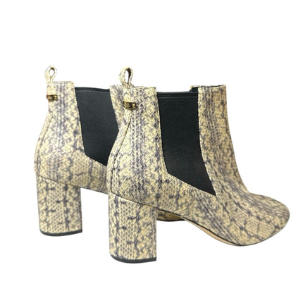 Cole Haan Nitasha Women Beige Phython Leather Block Heel Chelsea Ankle Boots 8.5