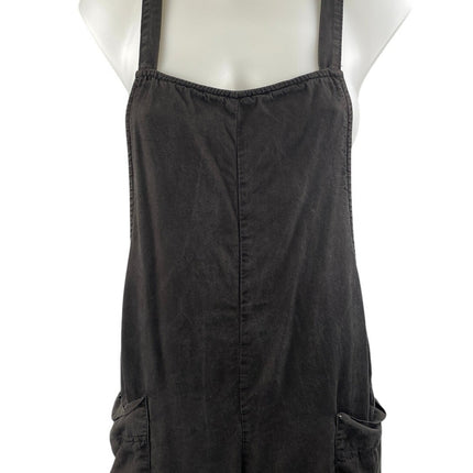 Sol Angeles Women's Black Sleeveless Cargo Straight Utility Overalls Pants Sz XS