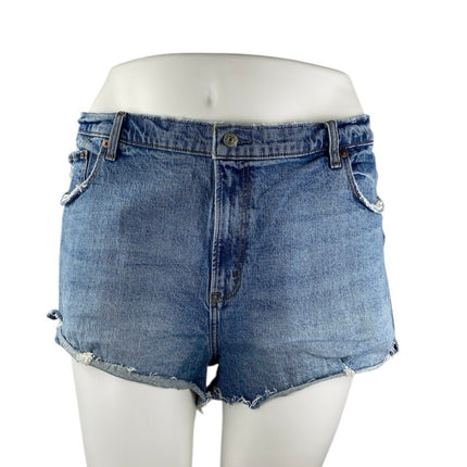 Abercrombie & Fitch Women's Blue High Waist Distressed Denim Jeans Mom Shorts 36