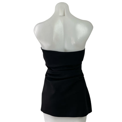 Zara Womens Black Sleeveless Strapless Ruched Tunic Blouse Tank Tube Top Size S