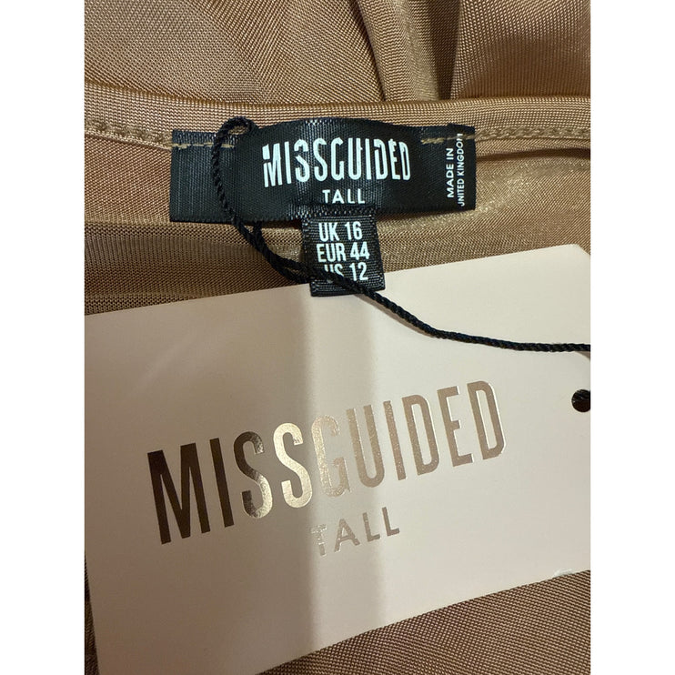 NEW Missguided Tan Sleeveless Crew Neck Muscle Tee Cami Tank Bodysuit Top Sz 12