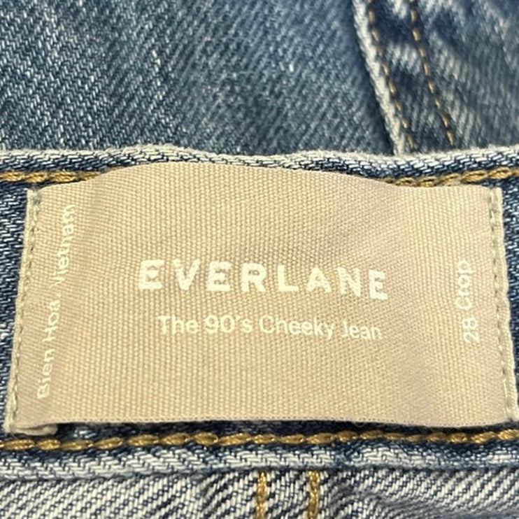 Everlane 90's Cheeky Blue High Waist Straight Leg Medium Wash Denim Jeans Sz 28