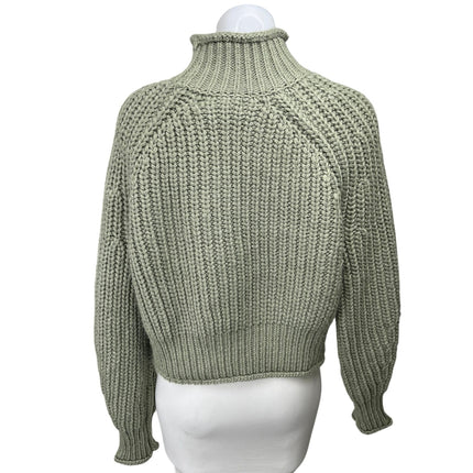H&M Green Wool Chunky Knit Turtleneck Long Sleeve Pullover Sweater Top Size XS