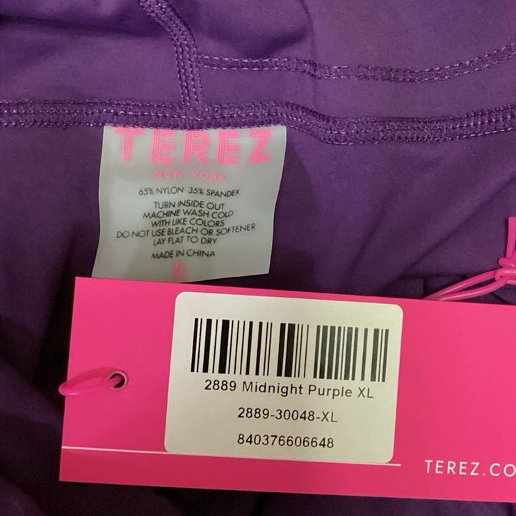 Terez NWT Midnight Purple High Rise Pull On Running Athletic Leggings Size XL