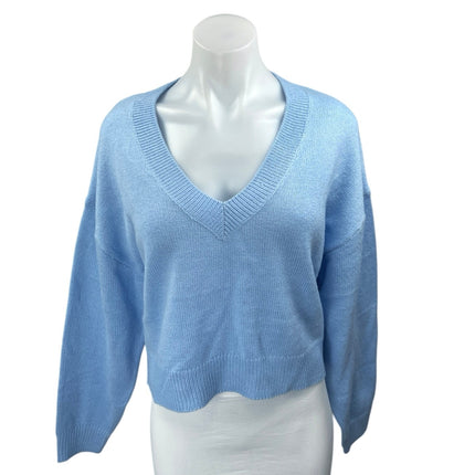 H&M Divided Women's Blue Knit V-Neck Long Sleeve Pullover Sweater Top Size M