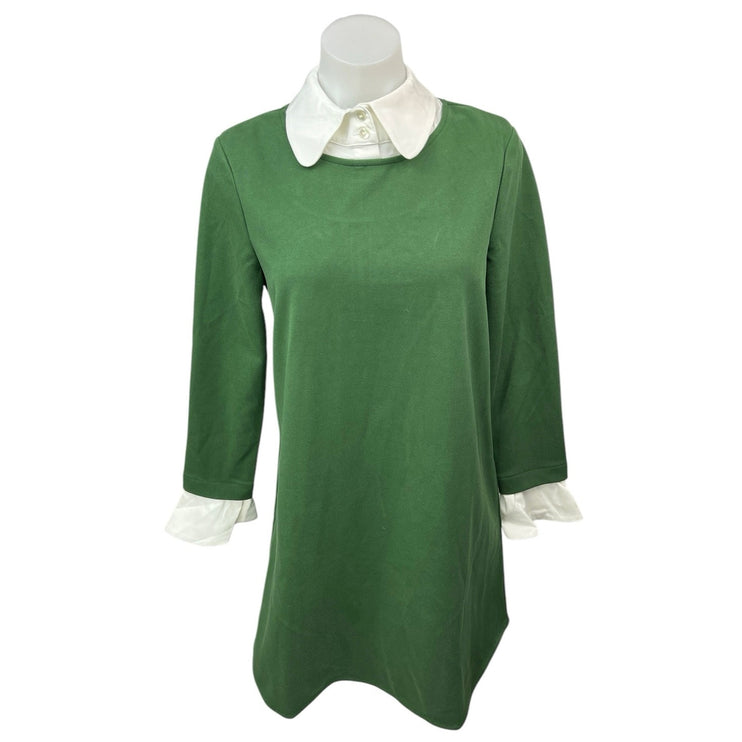 NEW Pomander Place Tuckernuck Ivy Dakotah Green Collar Long Sleeve Shift Dress S