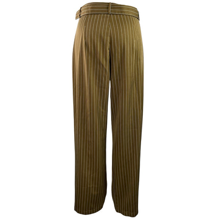 CIDER Women's Brown Pinstripe Pleated Mid Rise Casual Wide Leg Trouser Pants S