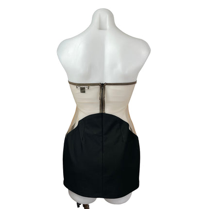 PrettyLittleThing Black Mesh Sheer Waist Strapless Bandeau Mini Bodycon Dress 4
