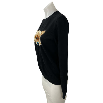 Maje Majicien Black Cashmere Wool Graphic Long Sleeve Sweatshirt Sweater Top 2