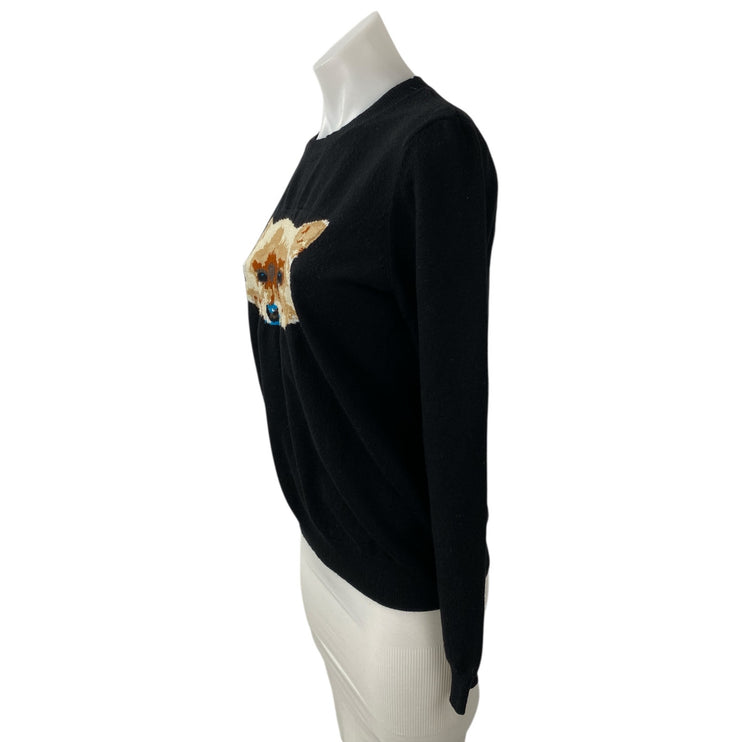 Maje Majicien Black Cashmere Wool Graphic Long Sleeve Sweatshirt Sweater Top 2