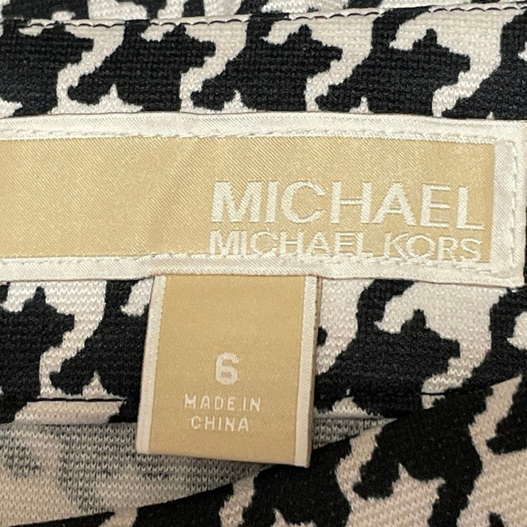 Michael Kors Women's Black Houndstooth High Waist Pencil Mini Skirt Size 6