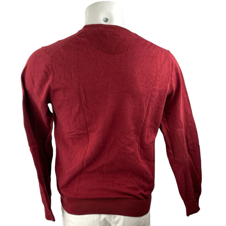 Lacoste Men's Maroon Red V-neck Long Sleeve Cotton Sweatshirt Sweater Top Size M