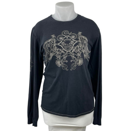 BFL Women's Black Long Sleeve Crew Neck Grunge Graphic T Shirt Tee Top Size XL