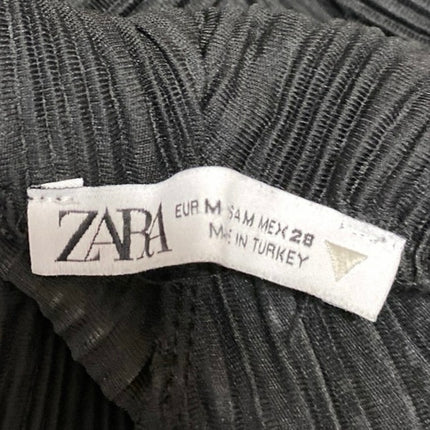 Zara Women's Black High Waisted Wide Leg Pull On Trousers Dress Pants Size M