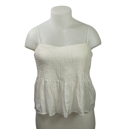 Abercrombie & Fitch Women's White Sleeveless Smocked Cami Camisole Tank Top XL