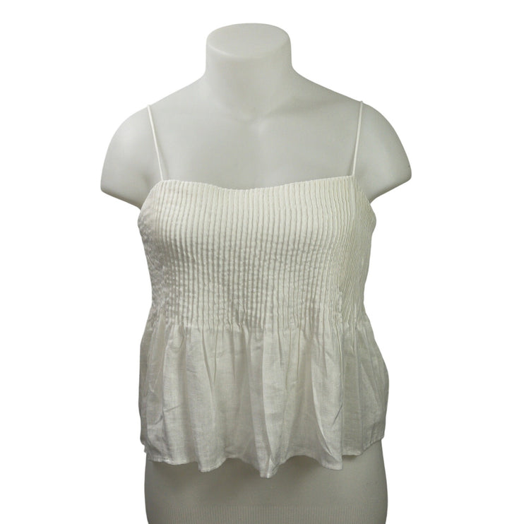 Abercrombie & Fitch Women's White Sleeveless Smocked Cami Camisole Tank Top XL