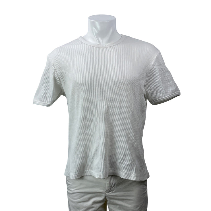 Zara Men's White Short Sleeves Ribbed Textured Crew Neck Tee T-shirt Top Size XL