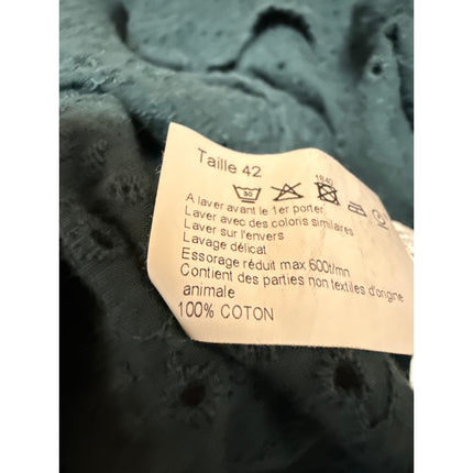 Les Essentiels de MONOPRIX Green Long Sleeve Embroidered Button Blouse Top 12