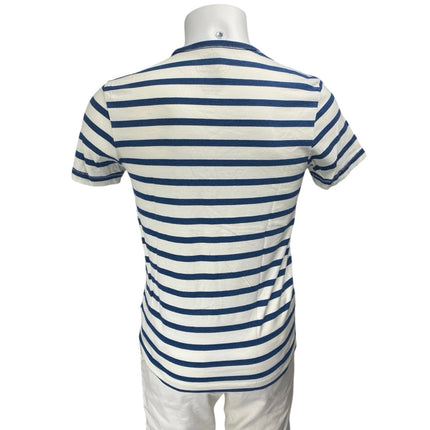 Wallace & Barnes Men's Blue White Striped Short Sleeve Pocket Tee T Shirt Top S