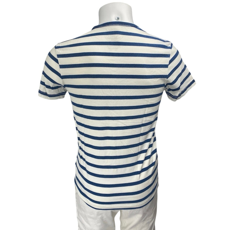 Wallace & Barnes Men's Blue White Striped Short Sleeve Pocket Tee T Shirt Top S