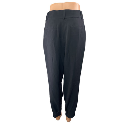 Bar III Women's Black Pleated High Rise Cropped Tapered Trousers Dress Pants 6