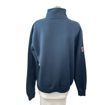 Zone One Blue Embroidered Logo High Neck Long Sleeve Swetaer Sweatshirt Top Sz L