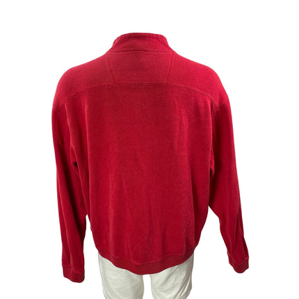 CREMIEUX Men's Red Long Sleeves Ribbed Knit 1/4 Zip Mock Neck Pullover Sweater L